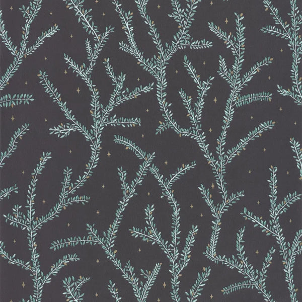 Sample - Little Woods Wallpaper - Vert Fond Noir