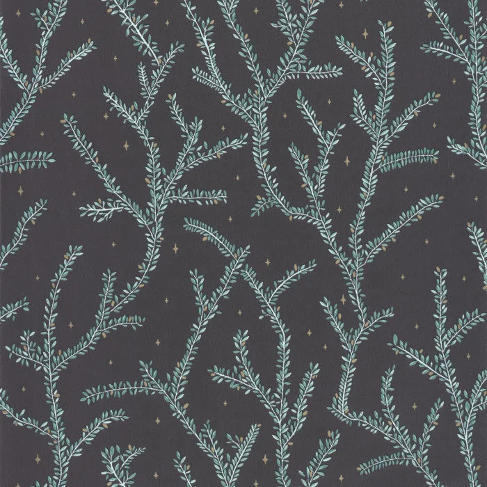 Sample - Little Woods Wallpaper - Vert Fond Noir