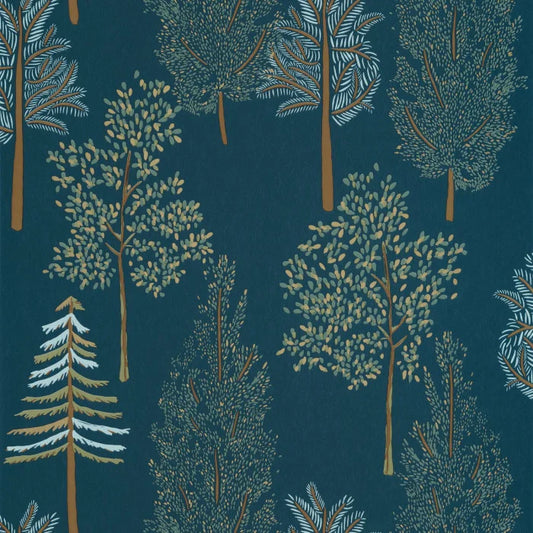 The Tree House Wallpaper - Bleu nuit