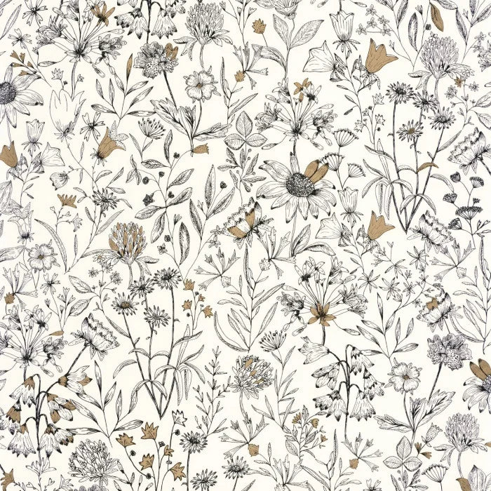 Sample - Jardin De Giverny Wallpaper - Blanc Noir