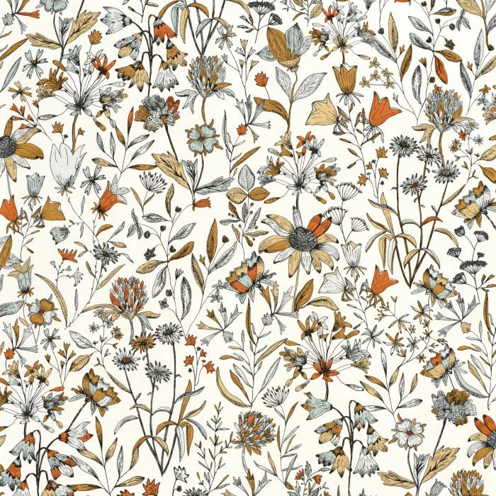 Sample - Jardin De Giverny Wallpaper - Blanc Orange