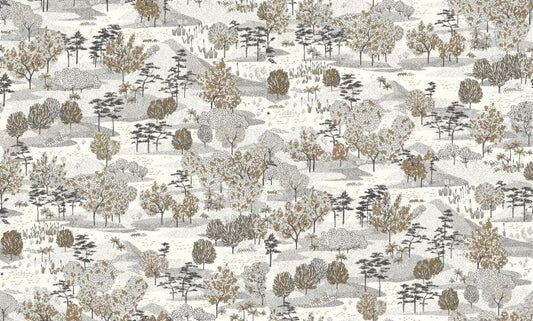 Olinda Garden Wallpaper - White Black Gold