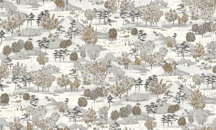 Sample - Olinda Garden Wallpaper - White Black Gold