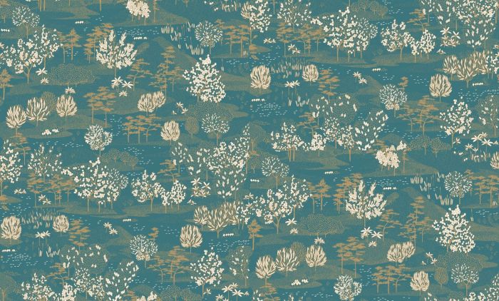 Sample - Olinda Garden Wallpaper - Teal Gold