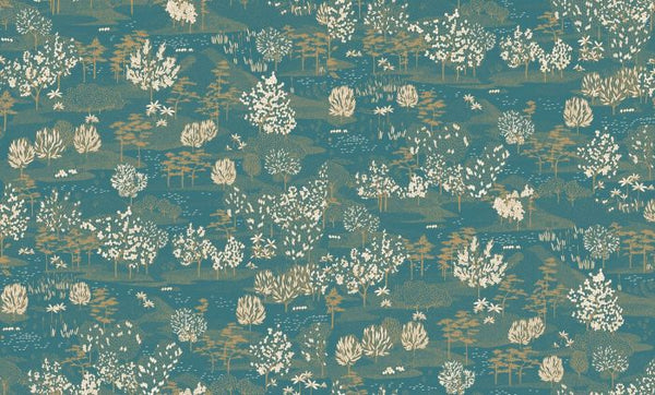 Sample - Olinda Garden Wallpaper - Teal Gold