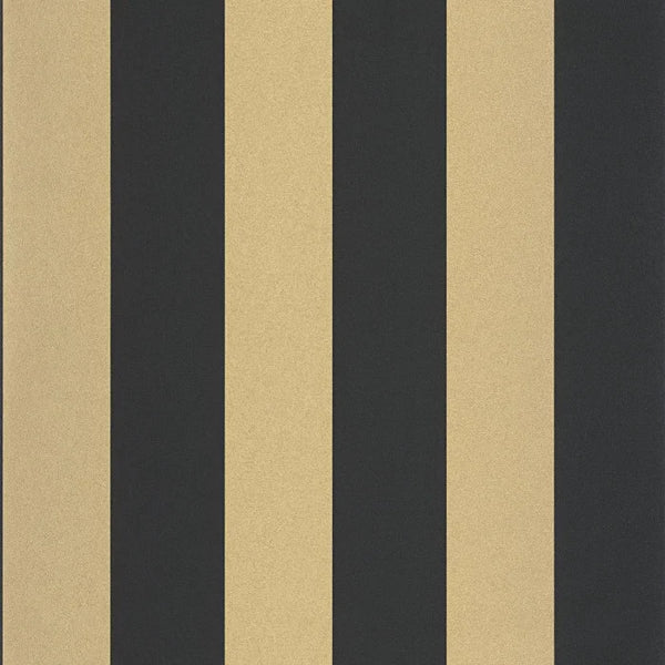 Sample - Wide Lines Wallpaper - Black Gold