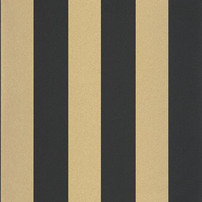 Sample - Wide Lines Wallpaper - Black Gold