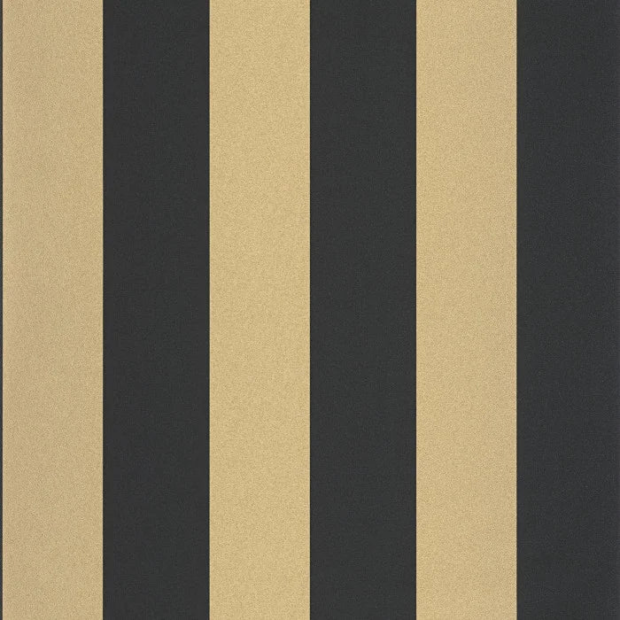 Wide Lines Wallpaper - Black Gold