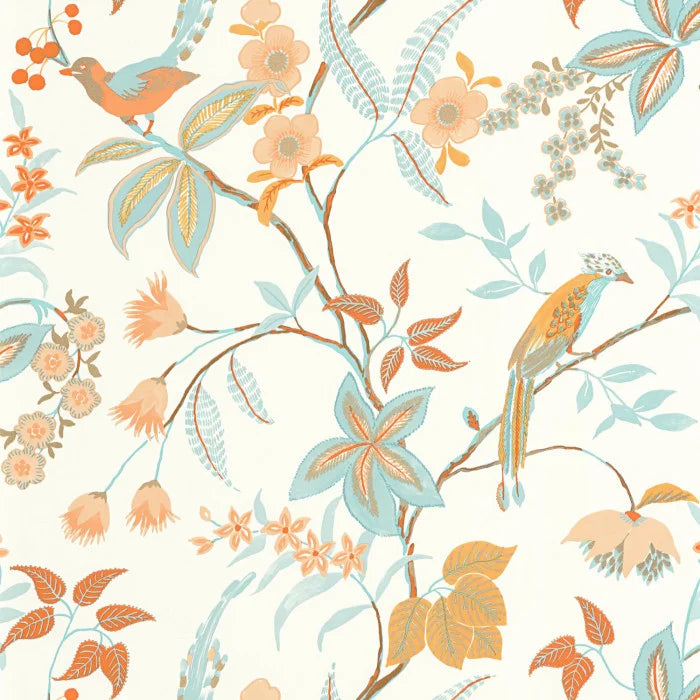 Sample - Happy Wallpaper - Orange Bleu Clair