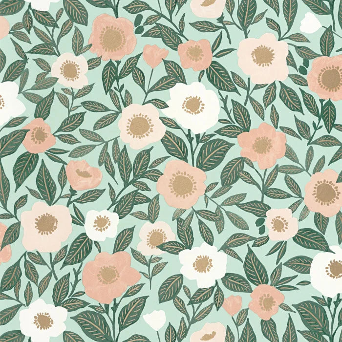 Sample - Lucky Wallpaper - Vert D Eau Rose