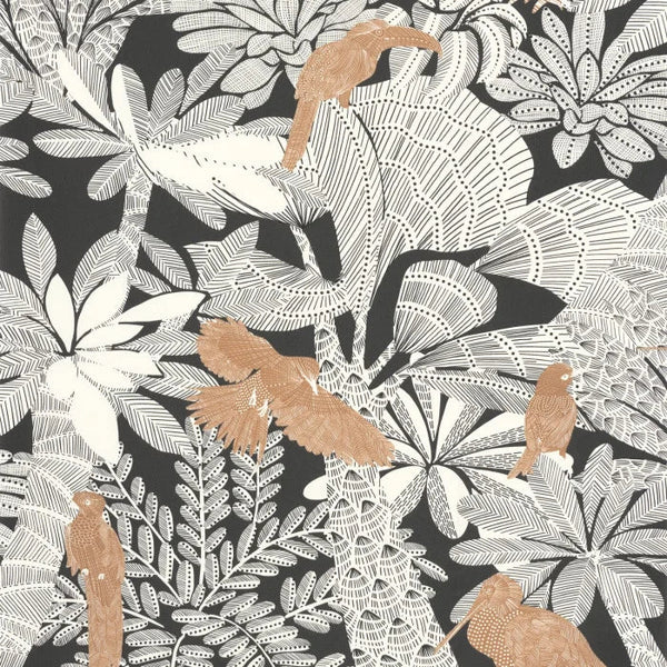 Sample - Riviera Wallpaper - Noir Cuivre
