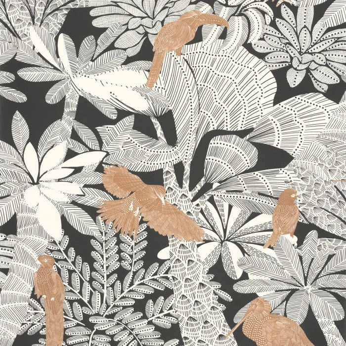 Sample - Riviera Wallpaper - Noir Cuivre