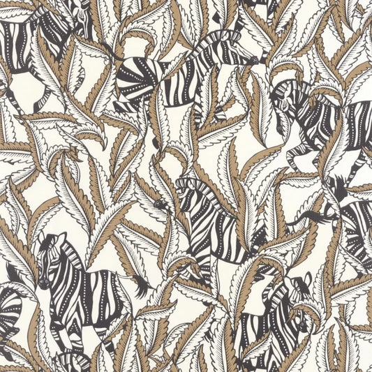 Hiding Zebra Wallpaper - Blanc Noir Or