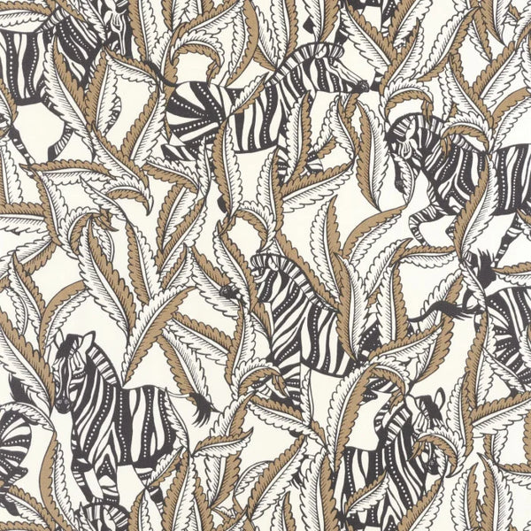 Sample - Hiding Zebra Wallpaper - Blanc Noir Or