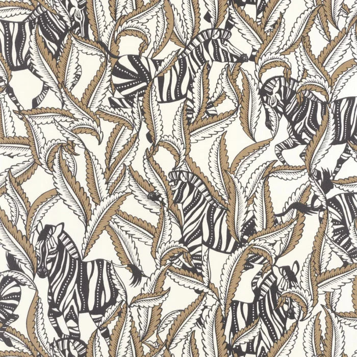 Hiding Zebra Wallpaper - Blanc Noir Or