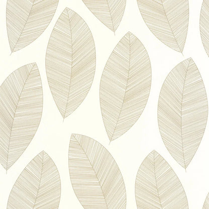 Graphic Leaves Wallpaper - Blanc Or