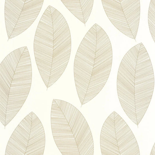 Graphic Leaves Wallpaper - Blanc Or