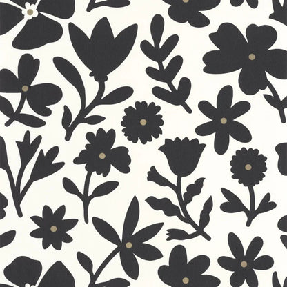 Floralie Wallpaper - Blanc noir