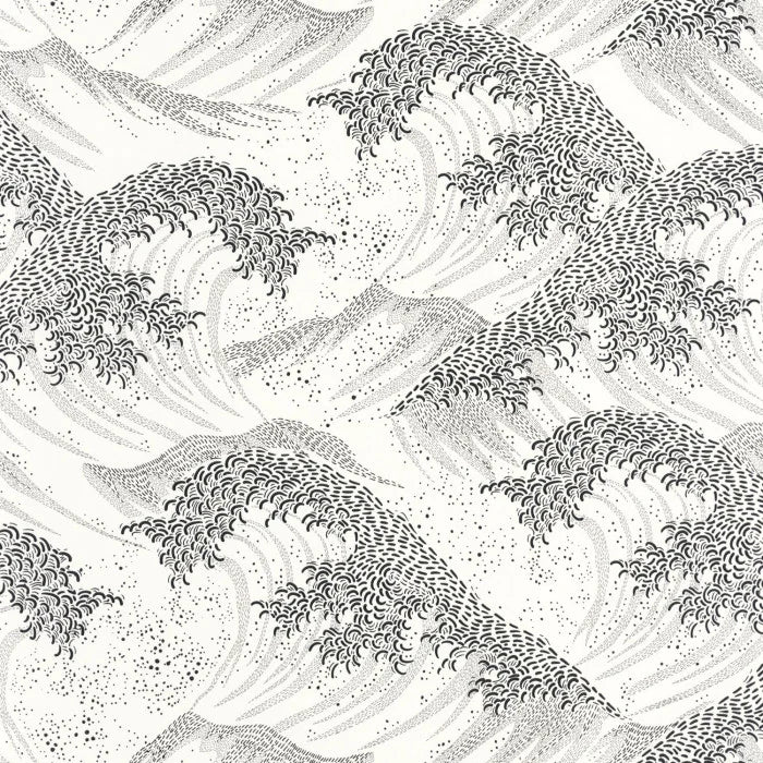 Waves Wallpaper - Blanc Noir