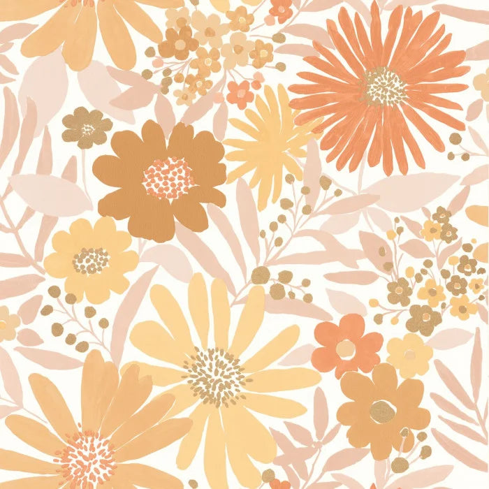 Sample - Marguerite Wallpaper - Blanc Roses
