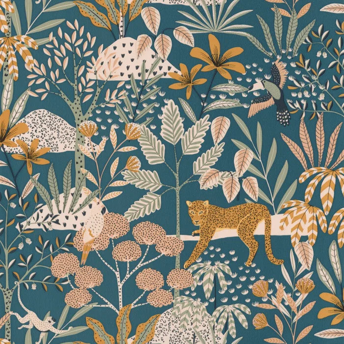 Sample - Jane Wallpaper - Bleu Nuit Rose