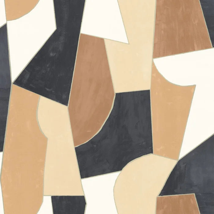 Sample - Etoffe Wallpaper - Beige Noir Or