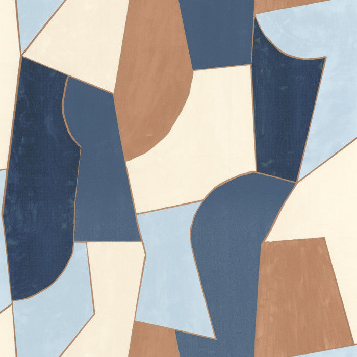 Sample - Etoffe Wallpaper - Bleu Camel Or