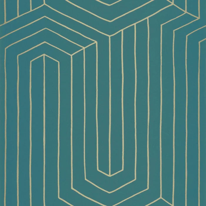 Infini Wallpaper - Bleu Canard Or
