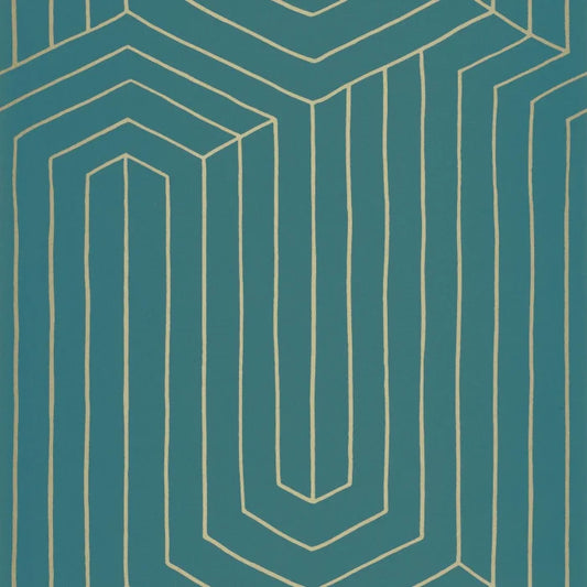 Infini Wallpaper - Bleu Canard Or
