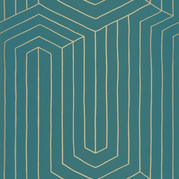 Sample - Infini Wallpaper - Bleu Canard Or