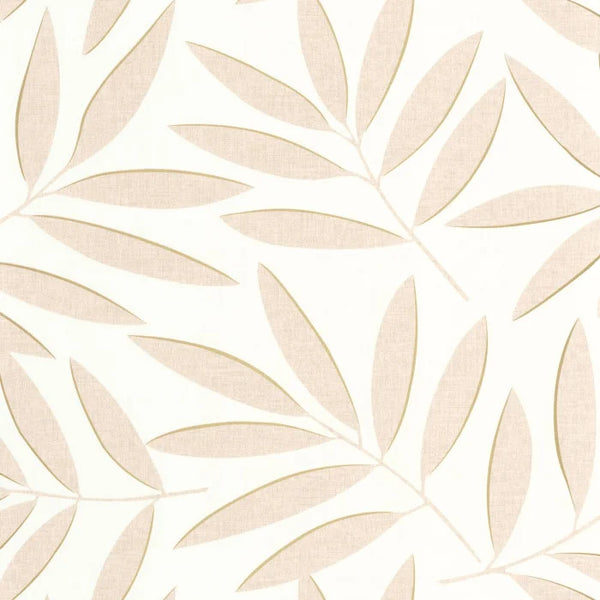 Sample - Portee Leaf Wallpaper - Beige Or