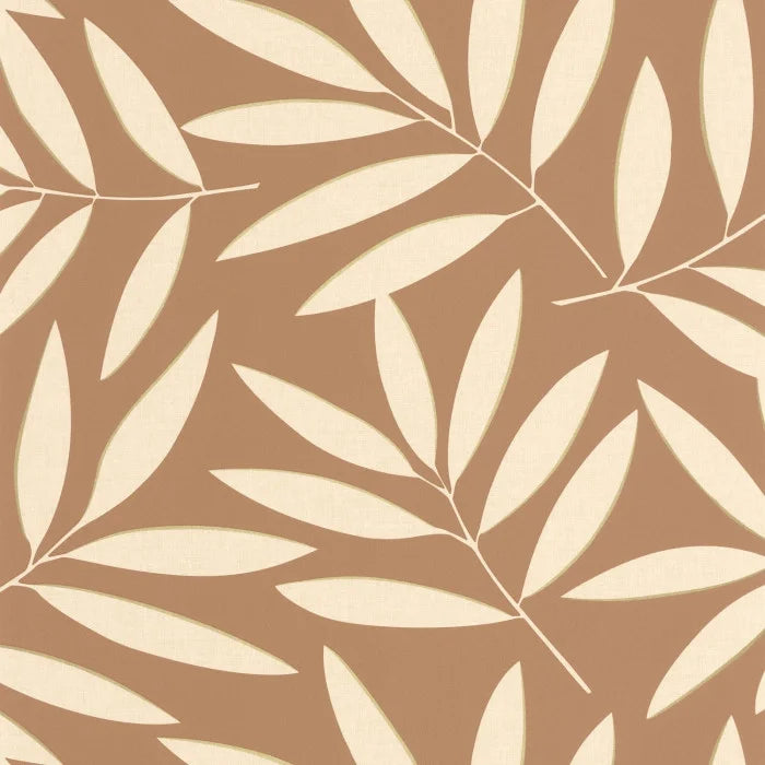 Sample - Portee Leaf Wallpaper - Camel Or