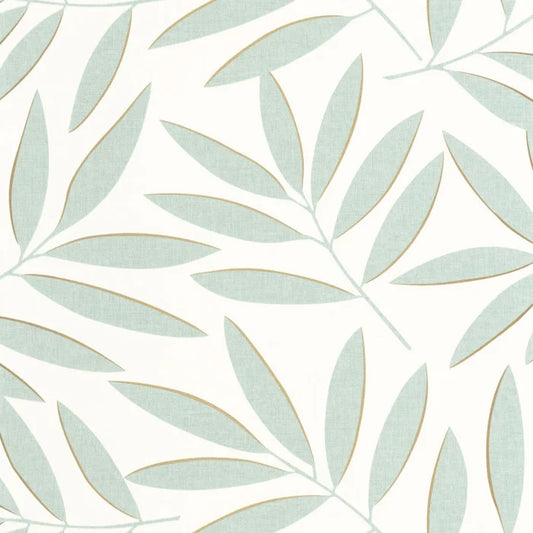 Portee Leaf Wallpaper - Vert D'eau Or