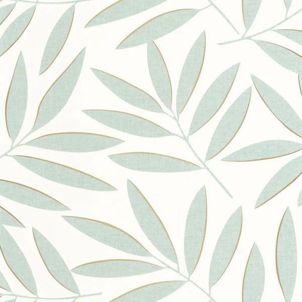 Sample - Portee Leaf Wallpaper - Vert D'eau Or