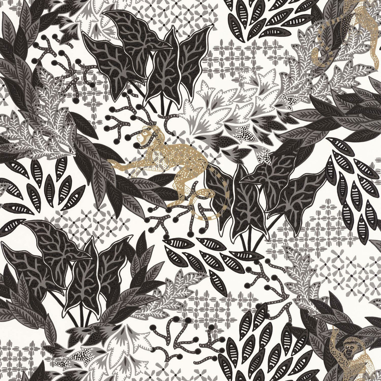 Borneo Wallpaper - White Black Gold