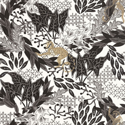 Borneo Wallpaper - White Black Gold