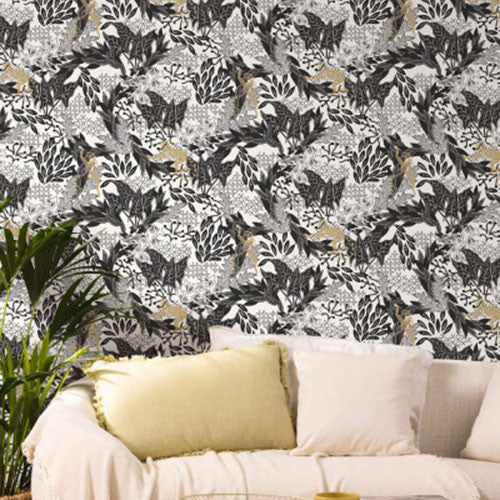 Borneo Wallpaper - White Black Gold