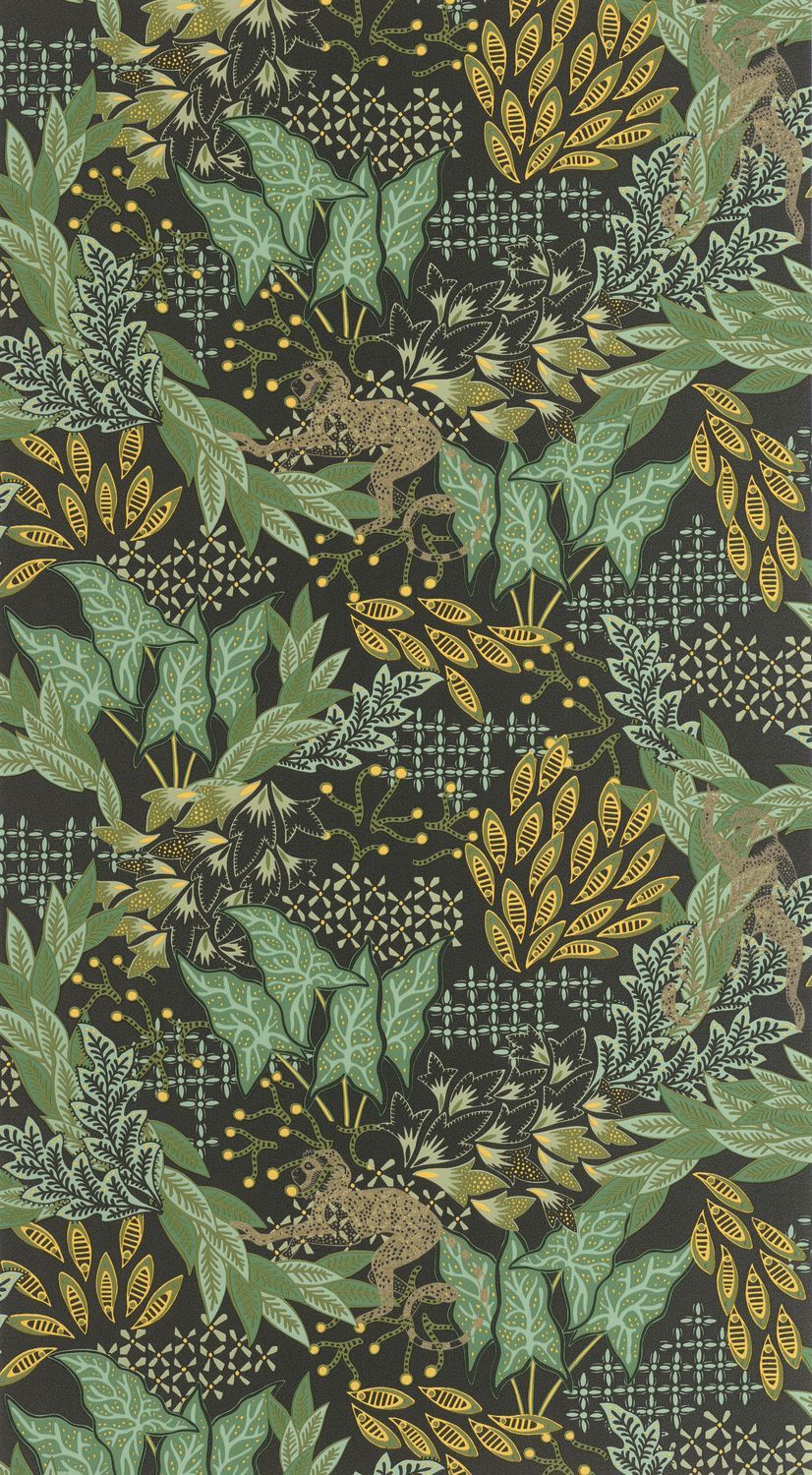 Borneo Wallpaper - Black Green Gold