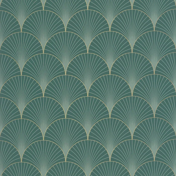 Sample - Prosperity Wallpaper - Vert Emeraude Dore
