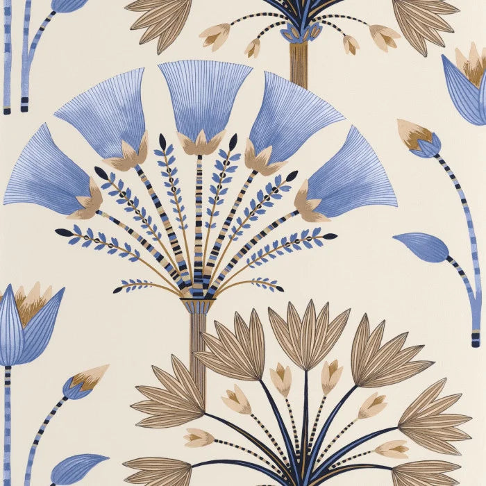 Sample - Majestic Wallpaper - Bleu canard dore