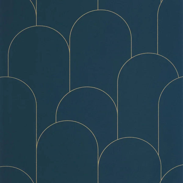 Sample - Ornament Wallpaper - Bleu nuit dore