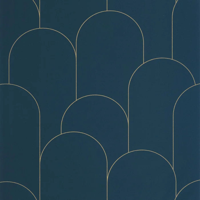 Ornament Wallpaper - Bleu nuit dore