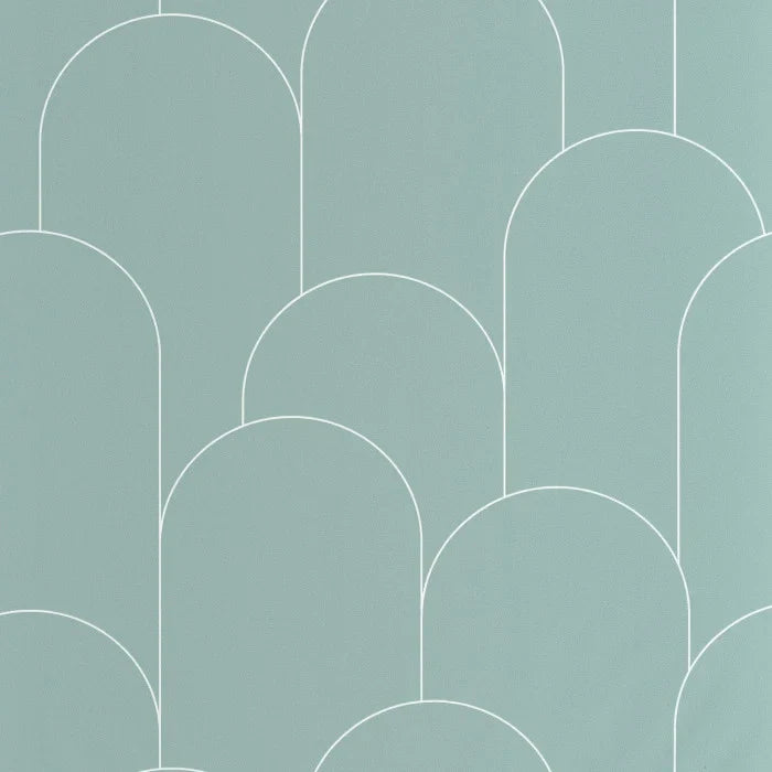 Sample - Ornament Wallpaper - Vert d eau blanc