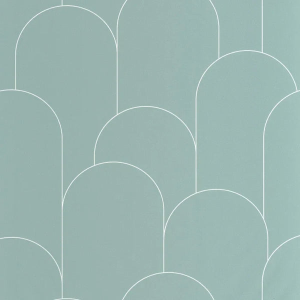 Sample - Ornament Wallpaper - Vert d eau blanc