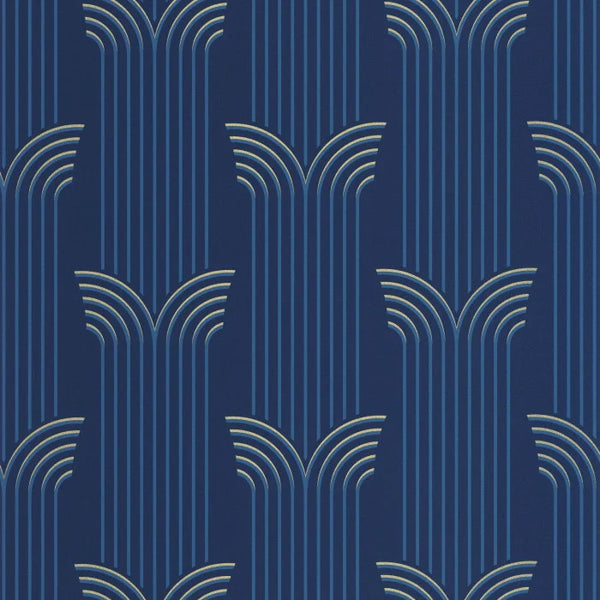 Sample - Glamour Wallpaper - Bleu d outre mer dore