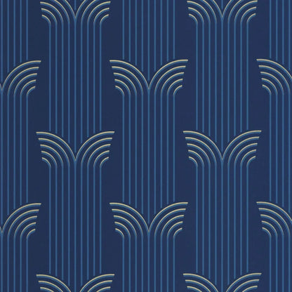 Glamour Wallpaper - Bleu d outre mer dore