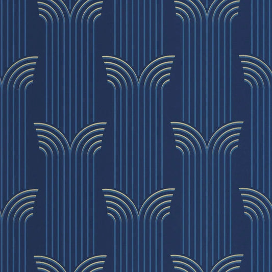 Glamour Wallpaper - Bleu d outre mer dore