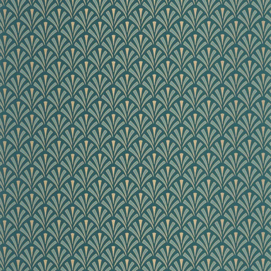 Abundance Wallpaper - Bleu Canard Dore
