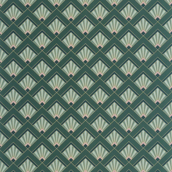 Sample - Effervescence Wallpaper - Vert emeraude violet dore
