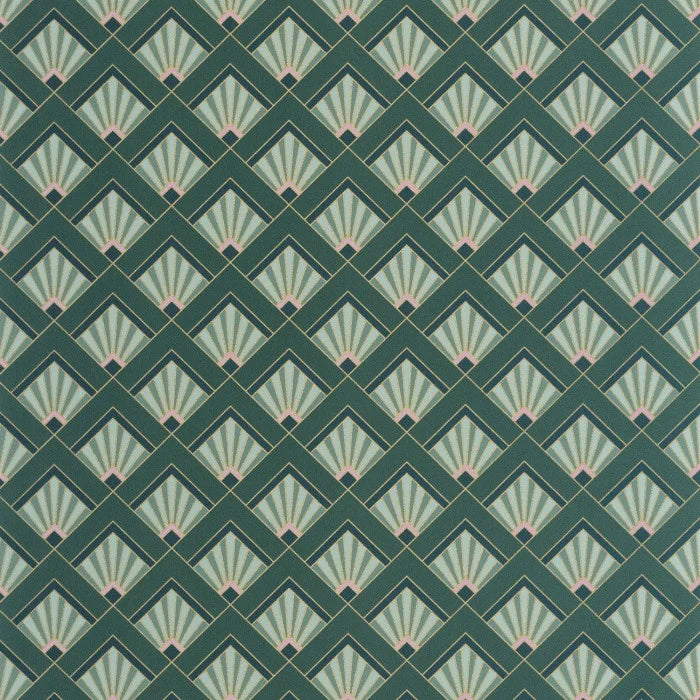 SAMPLE - Effervescence Wallpaper - Vert emeraude violet dore